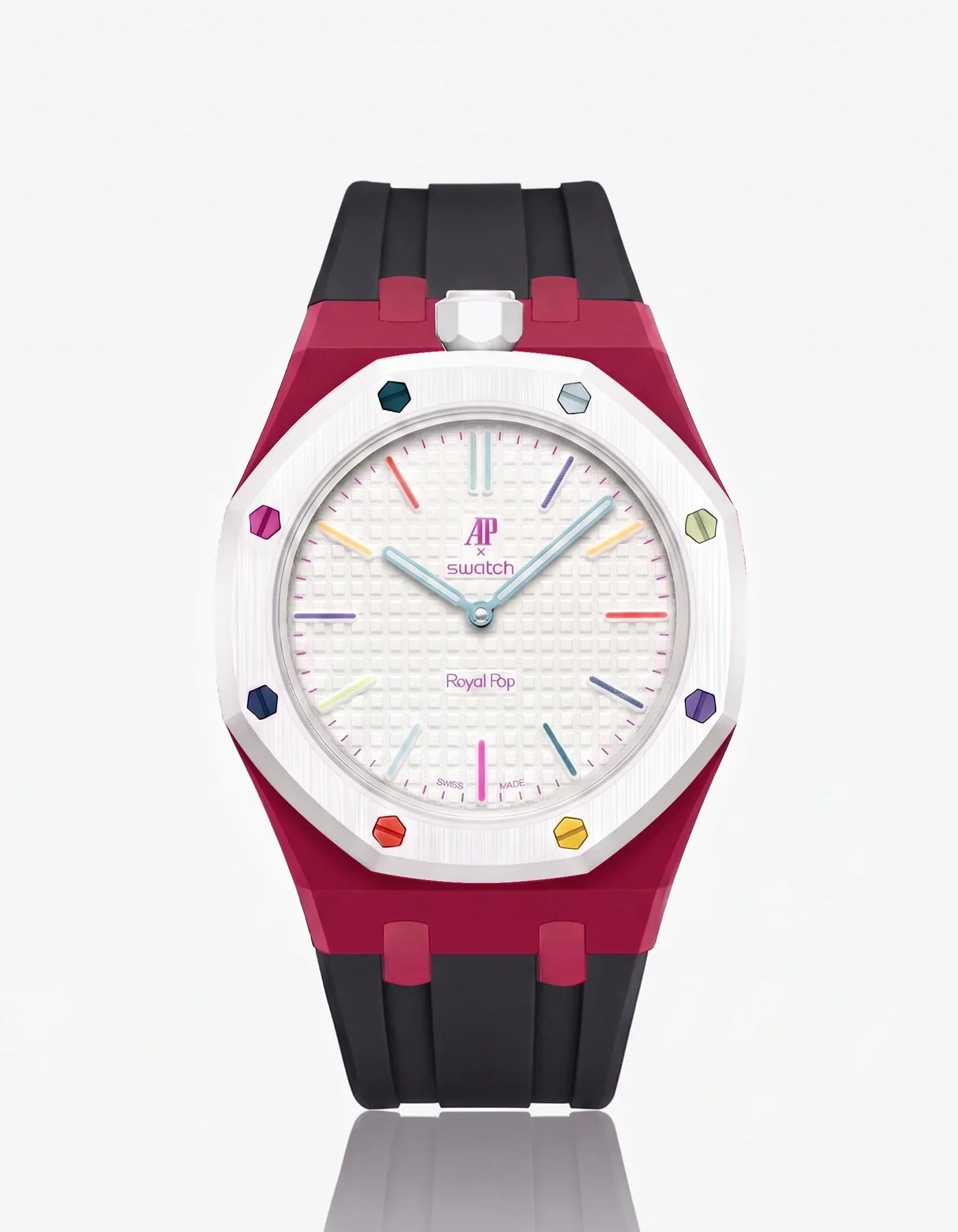 Silicone Strap & Bioceramic Case Royal Pop Huit Blanc(Customize Colors)
