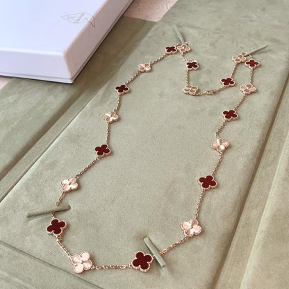 [Love Aura]CLOVER 20 MOTIFS LASER CARNELIAN NECKLACE