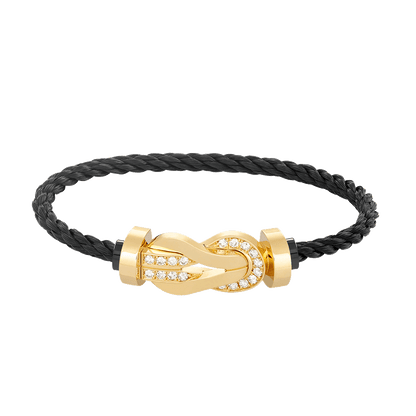 [Love Aura]CHANCE LARGE 8 FIGURE BUCKLE HALF DIAMOND BRACELET GOLD