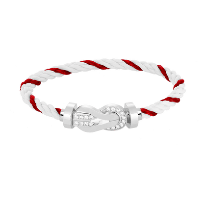 [Love Aura]CHANCE LARGE 8 FIGURE BUCKLE HALF DIAMOND BRACELET SILVER