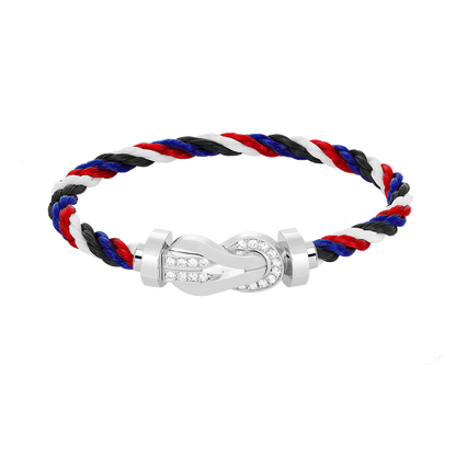 [Love Aura]CHANCE LARGE 8 FIGURE BUCKLE HALF DIAMOND BRACELET SILVER