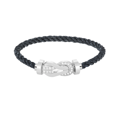 [Love Aura]CHANCE LARGE 8 FIGURE BUCKLE HALF DIAMOND BRACELET SILVER