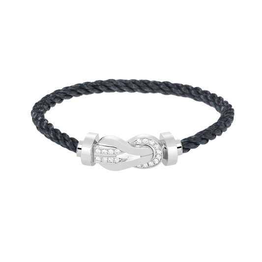 [Love Aura]CHANCE LARGE 8 FIGURE BUCKLE HALF DIAMOND BRACELET SILVER