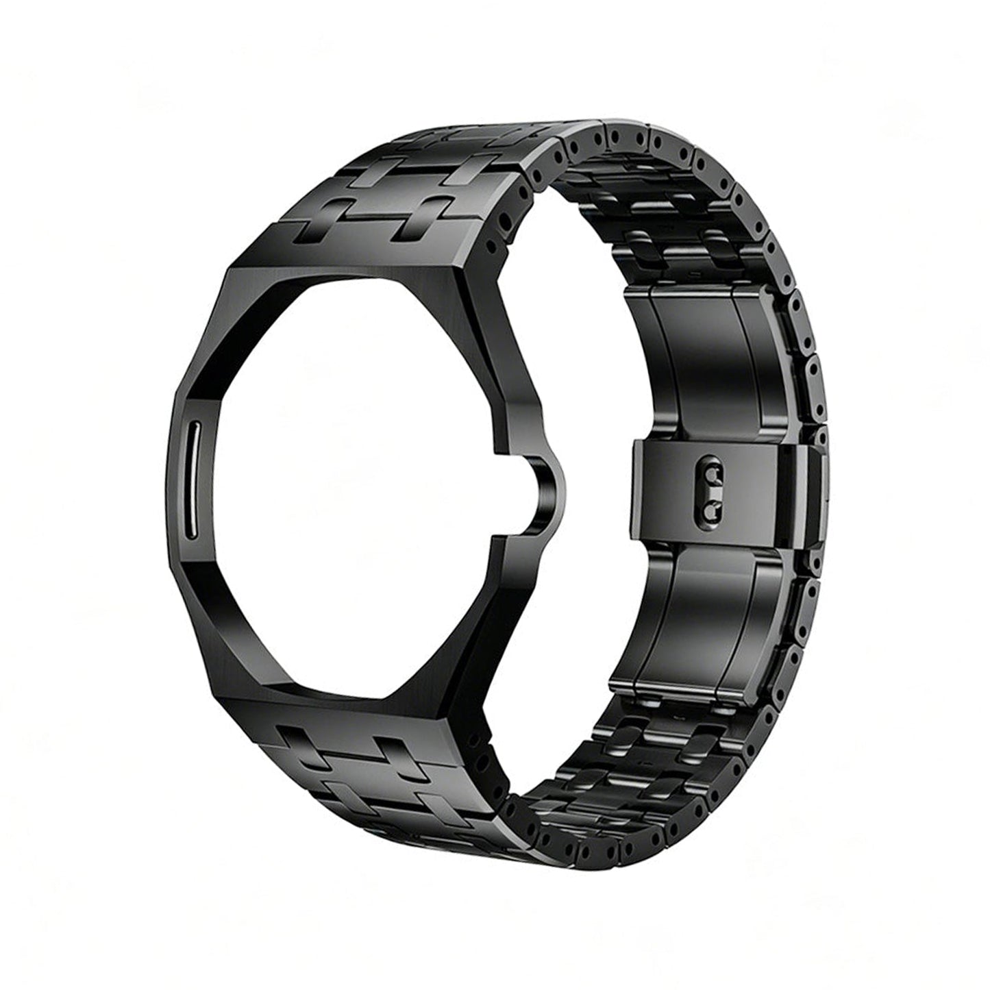 Oak Pop Black Steel  Silicone Strap