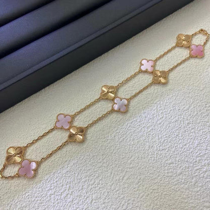 [Love Aura]CLOVER 10 MOTIFS  LASER PINK MOP NECKLACE