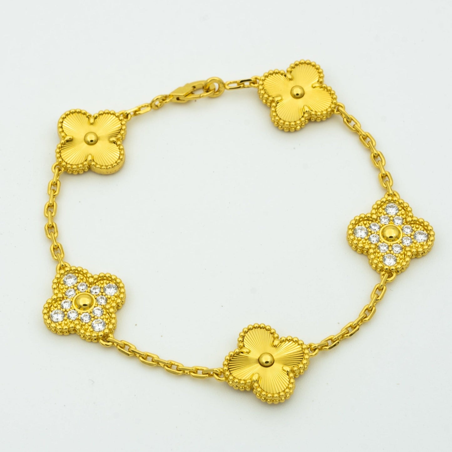 [Love Aura]CLOVER BRACELET 5 MOTIFS GOLD DIAMOND