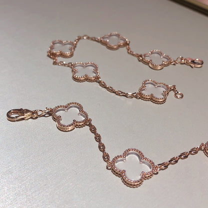 [Love Aura]CLOVER 5 MOTIF ROCK CRYSTAL BRACELET