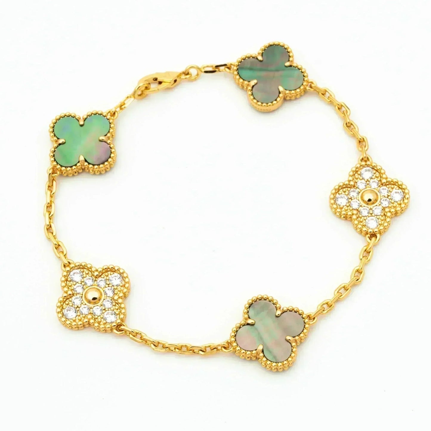 [Love Aura] CLOVER 5 MOTIF GRAY MOP BRACELET COLLECTION