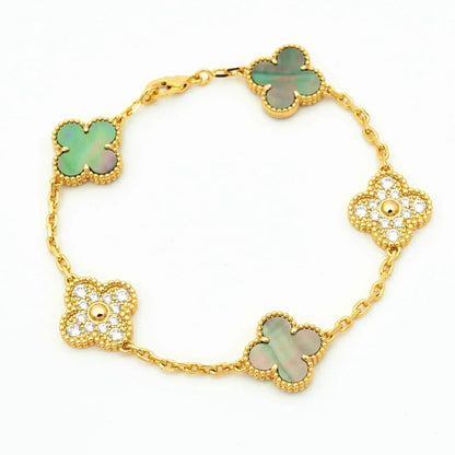 [Love Aura] CLOVER 5 MOTIF GRAY MOP BRACELET COLLECTION
