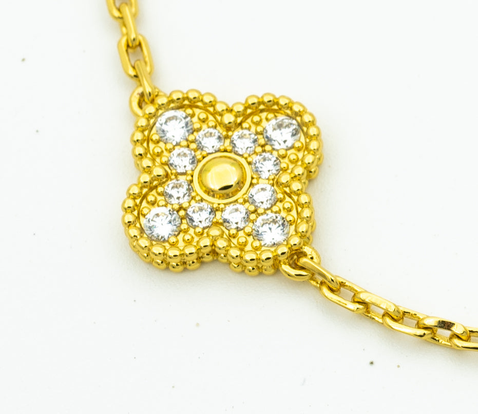 [Love Aura]CLOVER BRACELET 5 MOTIFS GOLD DIAMOND