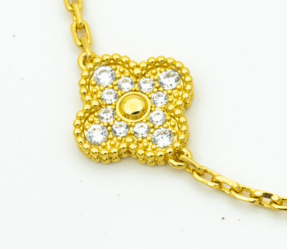 [Love Aura]CLOVER BRACELET 5 MOTIFS GOLD DIAMOND