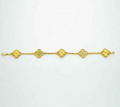 [Love Aura]CLOVER BRACELET 5 MOTIFS GOLD DIAMOND