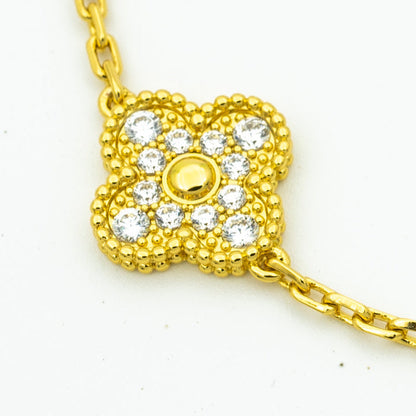 [Love Aura]CLOVER BRACELET 5 MOTIFS GOLD DIAMOND