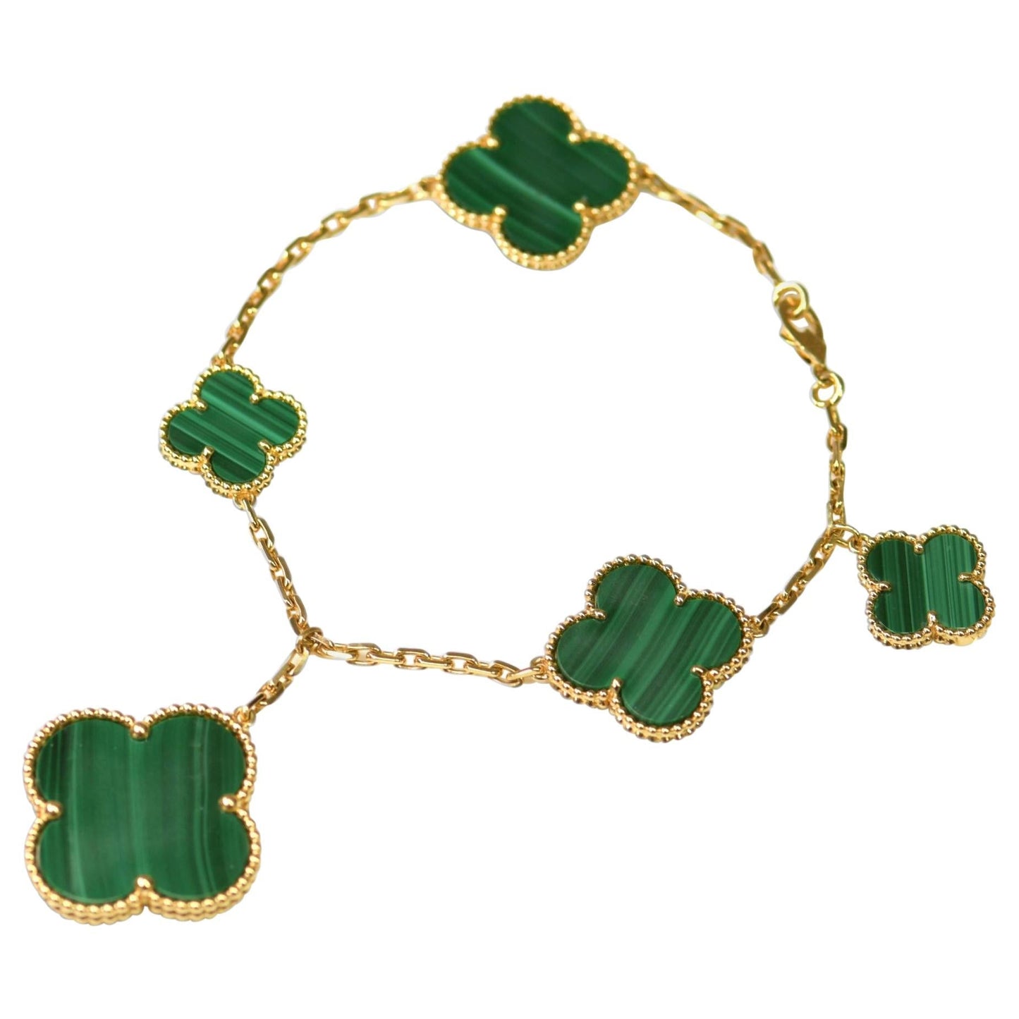[Love Aura]MAGIC CLOVER MALACHITE GOLD BRACELET 5 MOTIFS