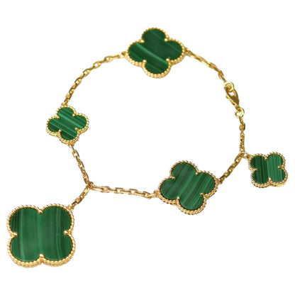 [Love Aura]MAGIC CLOVER MALACHITE GOLD BRACELET 5 MOTIFS