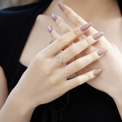 [Love Aura]Hollow Design Four-Leaf Clover Flower Shape Ring