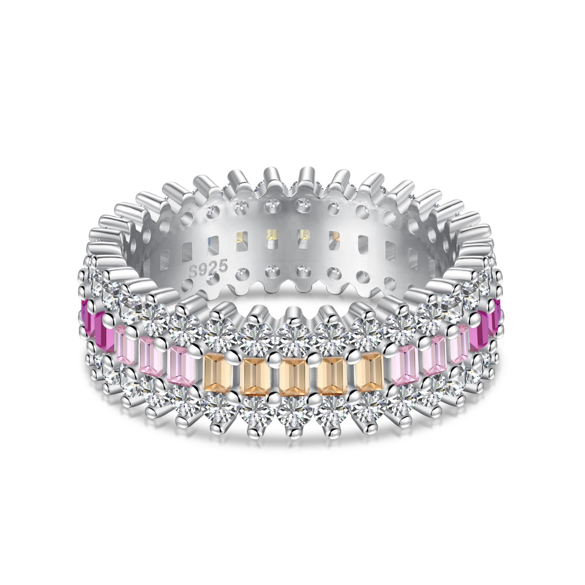 [Love Aura]Ornate Colorful Radiant Cut Daily Ring