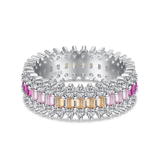 [Love Aura]Ornate Colorful Radiant Cut Daily Ring