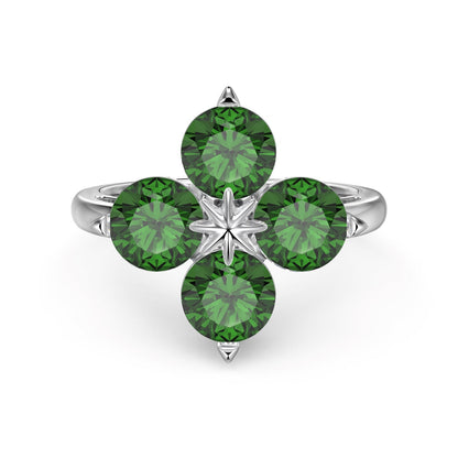 [Love Aura]Four-Leaf Clover Eight-Pointed Star Ring