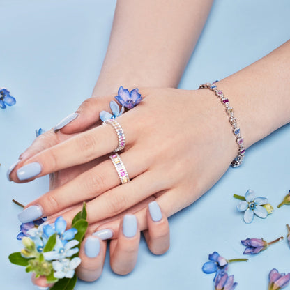 [Love Aura]Dainty Kaleidoscopic Emerald Cut Daily Ring