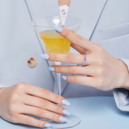 [Love Aura]Dainty Kaleidoscopic Emerald Cut Daily Ring