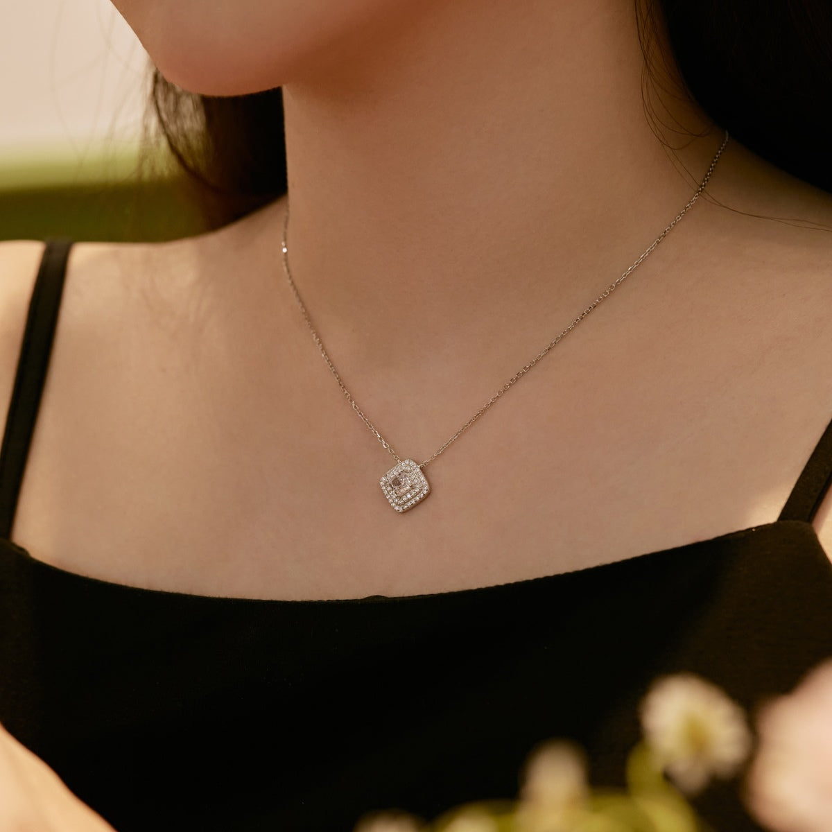 [Love Aura]Sparkling Asscher Cut Necklace
