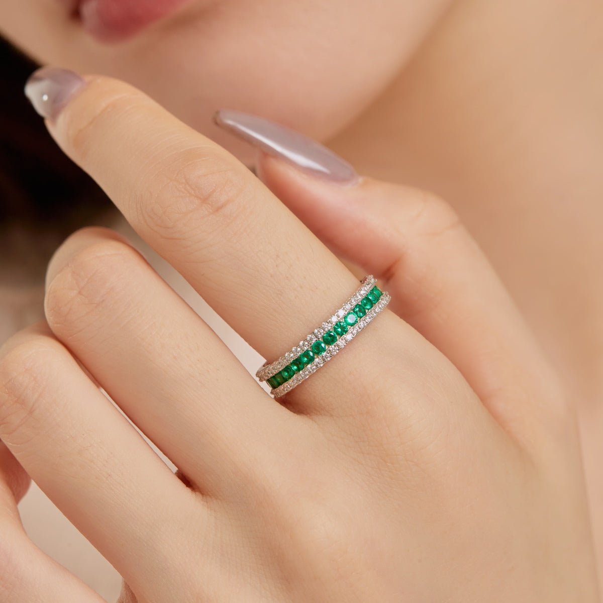 [Love Aura]Delicate Colorful Round Cut Daily Ring