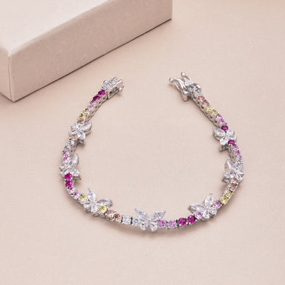 [Love Aura]Ornate Colorful Butterfly Shape Round Cut Daily Bracelet