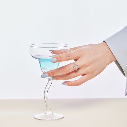 [Love Aura]Luxurious Colorful Flower Shape Banquet Ring