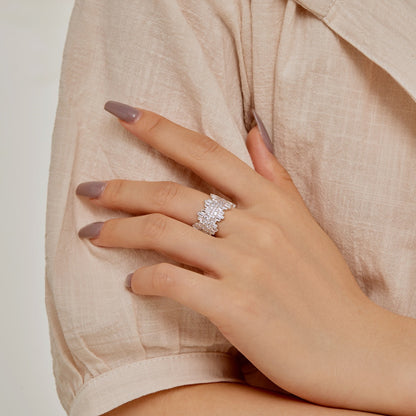 [Love Aura]Luxurious Colorful Radiant Cut Daily Ring