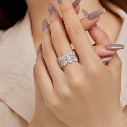 [Love Aura]Luxurious Colorful Radiant Cut Daily Ring