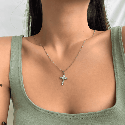 [Love Aura]Delicate Cross Shape Necklace