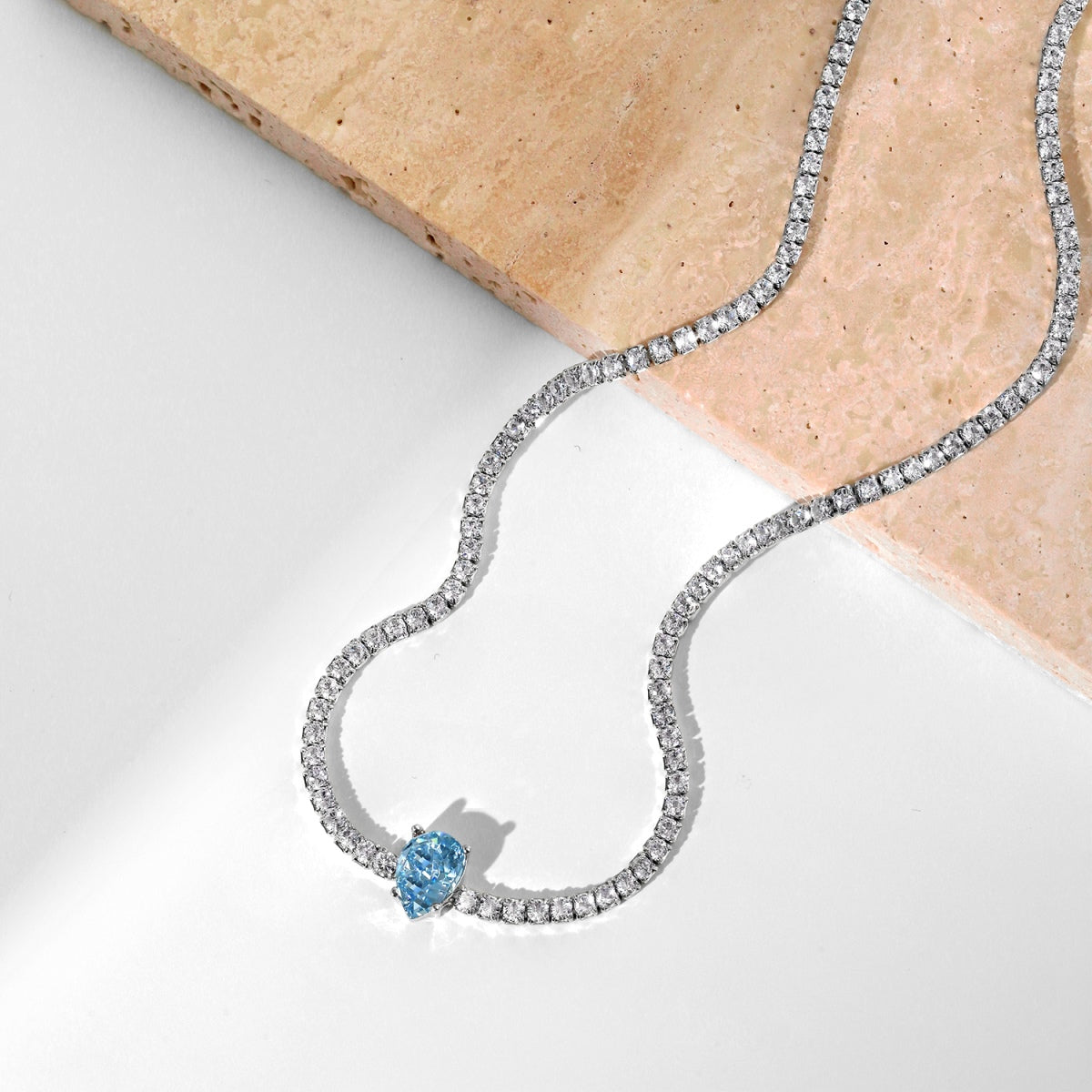 [Love Aura]1.0 carat Unique Pear Cut Tennis Necklace