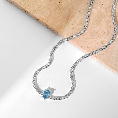 [Love Aura]1.0 carat Unique Pear Cut Tennis Necklace