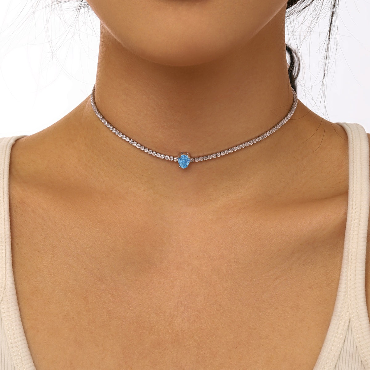 [Love Aura]1.0 carat Unique Pear Cut Tennis Necklace