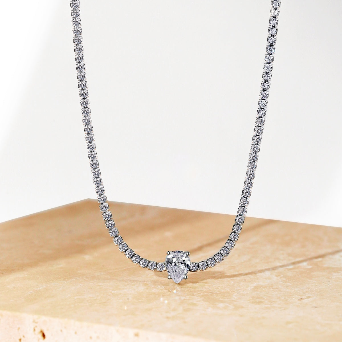[Love Aura]1.0 carat Unique Pear Cut Tennis Necklace