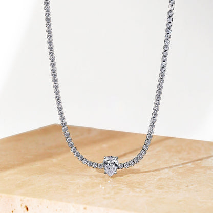 [Love Aura]1.0 carat Unique Pear Cut Tennis Necklace