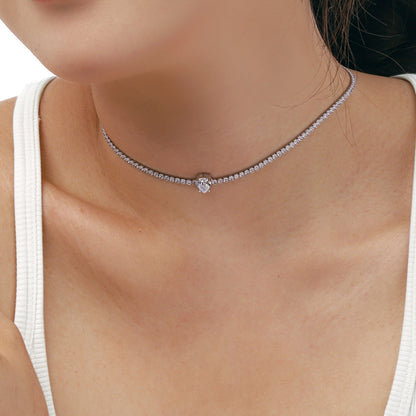 [Love Aura]1.0 carat Unique Pear Cut Tennis Necklace