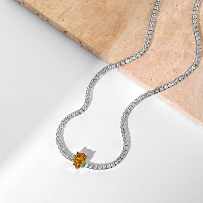 [Love Aura]1.0 carat Unique Pear Cut Tennis Necklace
