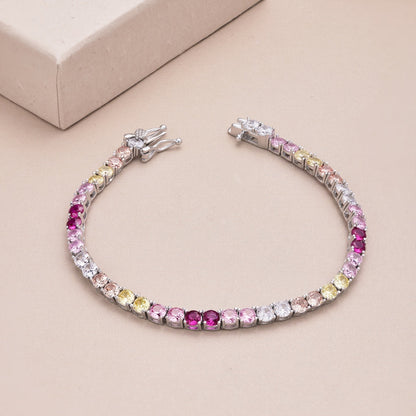 [Love Aura]Radiant Colorful Round Cut Tennis Bracelet