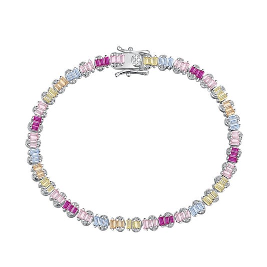 [Love Aura]Delicate Colorful Emerald Cut Party Bracelet