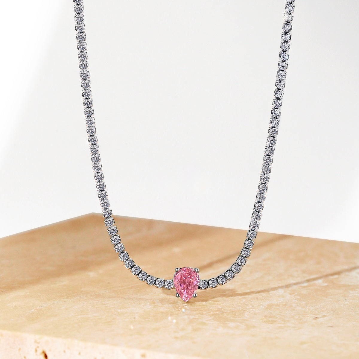 [Love Aura]1.0 carat Unique Pear Cut Tennis Necklace