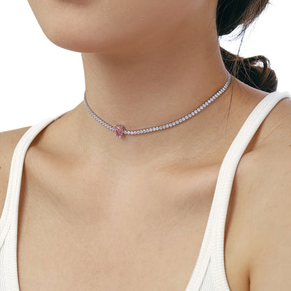 [Love Aura]1.0 carat Unique Pear Cut Tennis Necklace