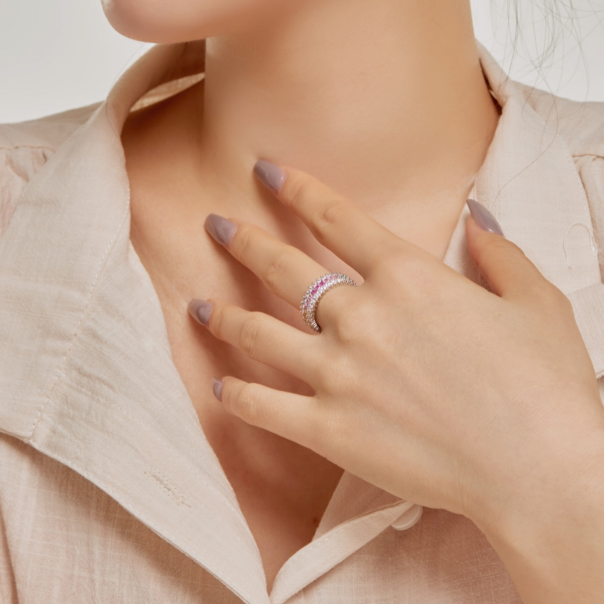 [Love Aura]Ornate Colorful Radiant Cut Daily Ring