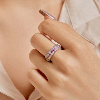 [Love Aura]Ornate Colorful Radiant Cut Daily Ring