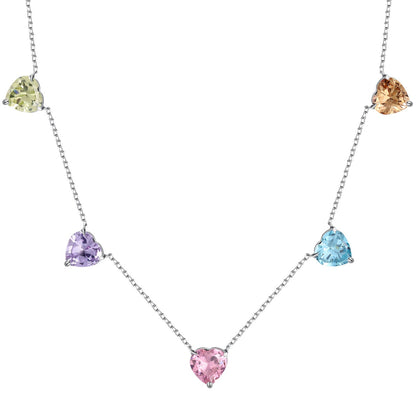 [Love Aura]Sparkling Colorful Heart Cut Necklace