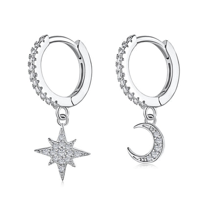 [Love Aura]Star and Moon Asymmetric Earrings