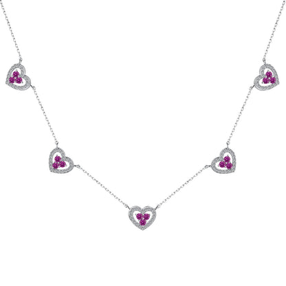 [Love Aura]Sparkling Five Heart Necklace