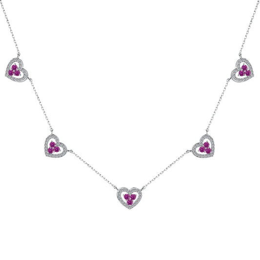 [Love Aura]Sparkling Five Heart Necklace