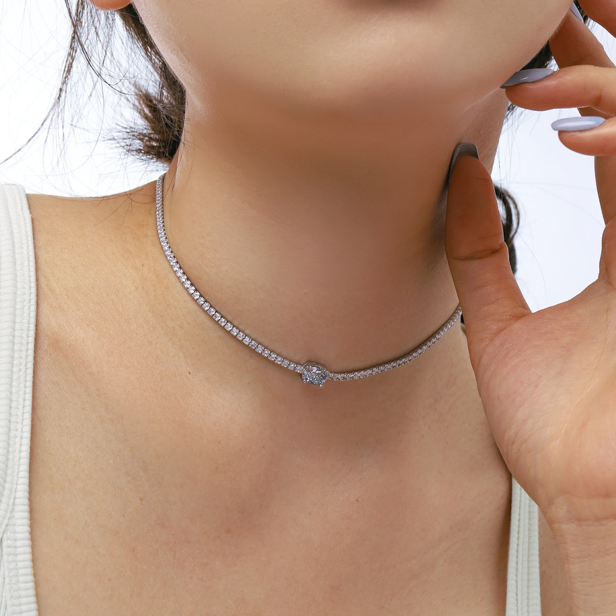 [Love Aura]1.0 Carat Shining Oval Cut Necklace